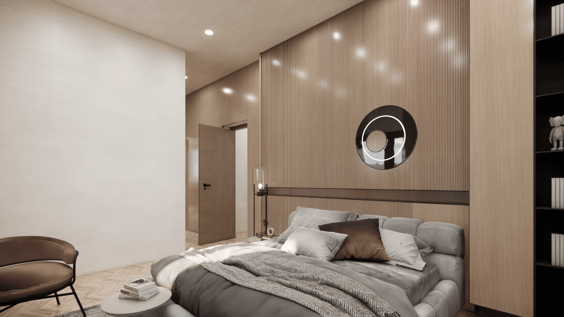 Josef-Schwarz-Straße 80C, Schlafzimmer mit Rundspiegel
