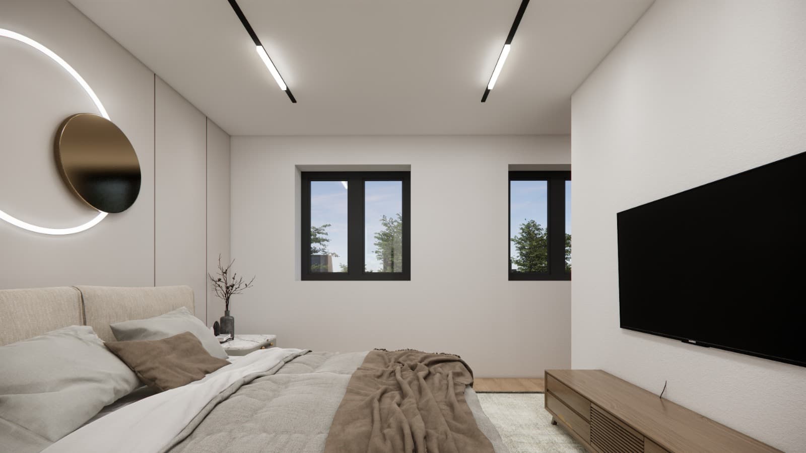 Josef-Schwarz-Straße 80D, Schlafzimmer mit Fernseher